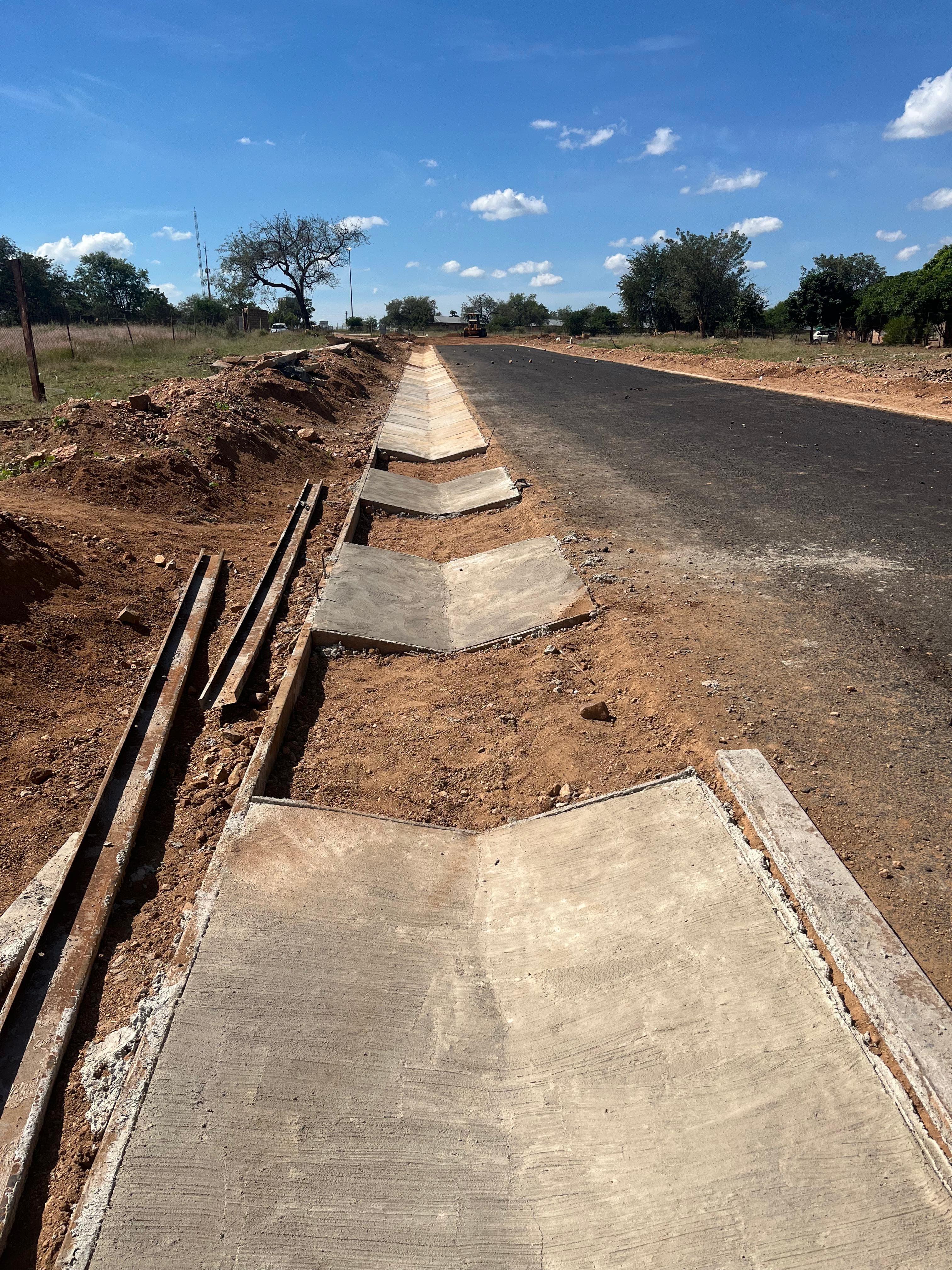Completed concrete channel from the field